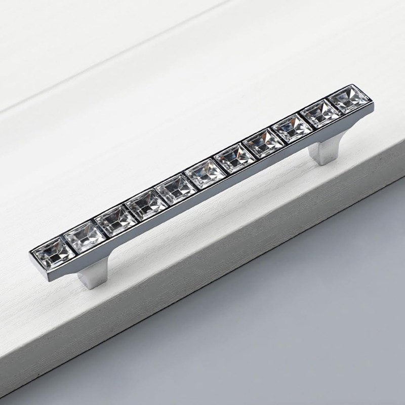ESreake 4 Pack Crystal Glass Rhinestone Cabinet Pulls Knobs Handles,Modern