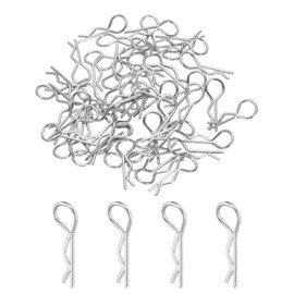 MECCANIXITY 50pcs 30-Degree Angle RC Body Clips Bent Spring R Pins 24x1.2x8mm for 1/8 1/10 1/16 Scale Model RC Car Crawler Truck Shell Replacement Parts(Silver)