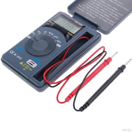 LCD Digital Multimeter, Mini Pocket Auto Range Voltmeter Ammeter LCD Voltage Tester Tool with Test Leads for Electrical Troubleshoot (XB866)