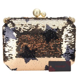Fawziya Evening Clutch Star Sequin Thick Chain Novelty Oversized Purses For Women Formal-Gold