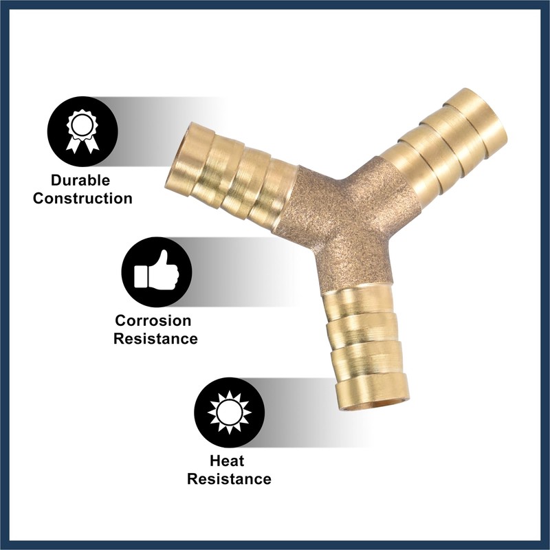 INFINAUTO 10mm 3/8" ID Brass Barb Splicer Fitting Y-Shaped 3