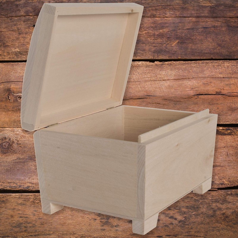Wooden Storage Chest with Curved Hinged Lid | 20 x
