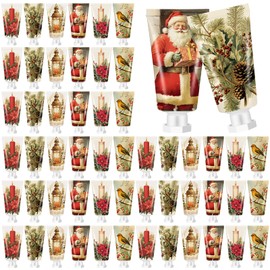 Dimsile 48 Pcs Christmas Hand Cream Bulk Gift Set Retro Christmas Mini Hand Lotion Travel Size Moisturizing Body Cream for Women Homeless Birthday Xmas Gift Stocking Stuffer