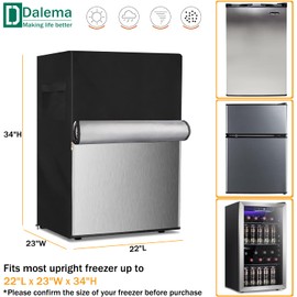 Dalema - Cubierta vertical para congelador, cubierta vertical impermeable para exteriores, cubierta exterior de 3.0 pies cúbicos, fundas compactas para nevera. Parte delantera se puede enrollar con cremalleras (negro, 22 pulgadas de largo x 23 pulgadas d