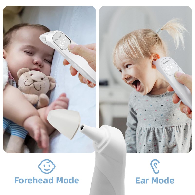 Berrcom Forehead and Ear Thermometer for Adults and Babies, Digital