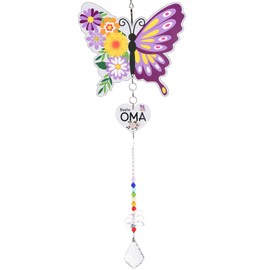 WEDNOK Best Grandma Gifts Butterfly Acrylic Sun Catcher Mother's Day Gift Crystal Pendant Grandmother Birthday Gift Gifts for Grandmother Mother's Day Birthday Christmas