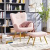 Yaheetech Accent Chair with Ottoman, Boucle Fabric Armchair Footstool, Modern