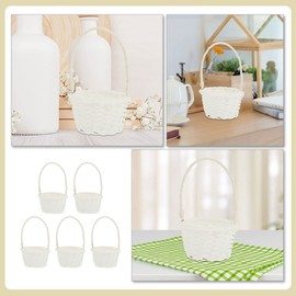 Happyyami 5 Pieces Small Wicker Rattan Basket with Handle Wedding Flower Girl Basket Handwoven Round Storage Basket Easter Basket Party Decor