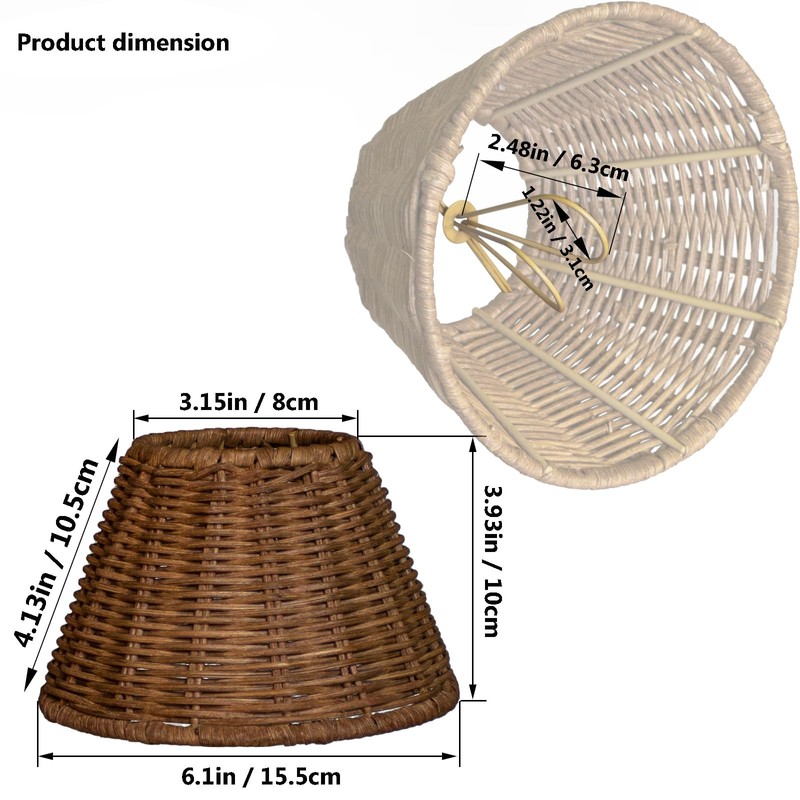 mini lampshades set of 3,Lamp Shade Rattan Clip-On shades,empire/barrel shape,woven