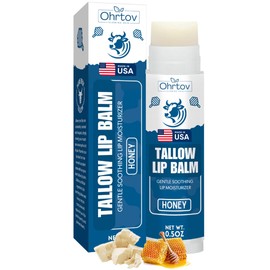 Beef Tallow Lip Balm – Natural Tallow Beeswax Chapstick – Hydrating Moisturizer Grass Fed Bison Tallow Balm Lip Care – Soothes Chapped, Dry Lips, Sensitive Skin – Long Lasting & Vitamin Rich USA-Made