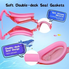 ProudDemon Schwimmbrille mit Mehrfarbiger Verspiegelung, Rosa Rahmen, UV-Schutz (Pink)