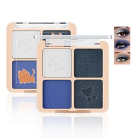 GEUUFEA 4 Colors Eyeshadow Palette, Blendable Matte and Shimmer Eye Shadow Powder, Highly Pigmented Eyeshadow for Brightening the Eyes and Creating a Bold Smoky Look