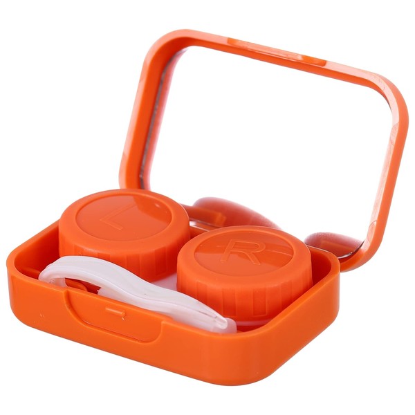 EXCEART 1 Set 4pcs Contact Lens Boxes Cute Bear Travel Contact Lens Case Compact Box Portable Contact Box with Mirror for Outdoor Office Daily Use (Orange)