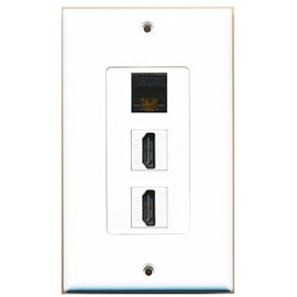 RiteAV - 1 Cat6 Black Ethernet Port and 2 HDMI Female Decorative Wall Plate - White