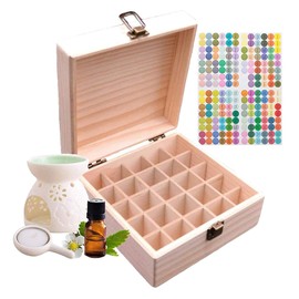 Gracelaza 25 Slots Wooden Essential Oil Organizer - Holds 5 10 15 ml Aromatherapy Bottles - Ideal Travel Storage Case Display Presentations Containers Box #1