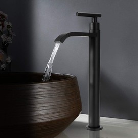 G1/2 304 Stainless Steel Single Cold Water Tap Bathroom Worktop Sink Tap Black Kitchen Bridge Tap for Home Kitchen Bathroom
