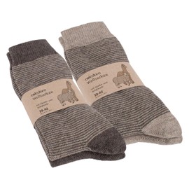 Celodoro Women's and Men's Wool Socks with Alpaca Plain and Striped, brown