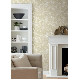 Scott Living Brentwood Yellow Palm Leaves Wallpaper