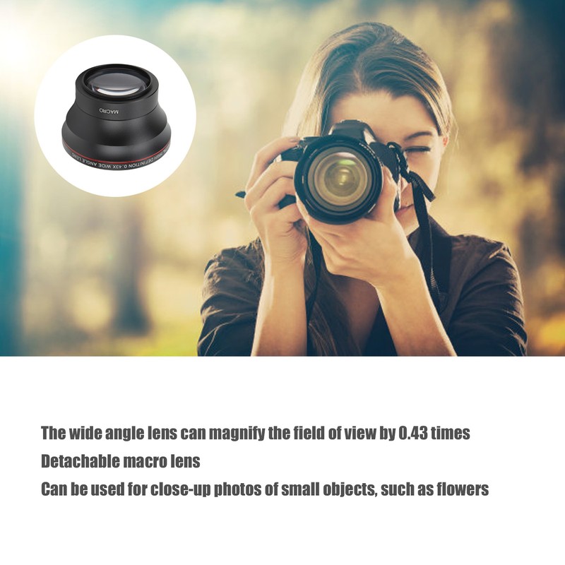 52mm 0.43X Wide Angle Lens Optical Glass Camera Lens with