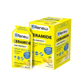 URenew Ceramide Skin Care Supplement 150mg - 14 Sachets (2 Boxes of 7 sachets) - Lemon Flavour - Hydration Support - Food Supplement