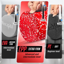Yes4All EPP Exercise Foam Roller – Extra Firm High Density Foam Roller – Best for Flexibility and Exercise (12inch - Red Snow)