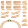 Wooden Train Tracks 24 Piece Set, Track Expansion and 9