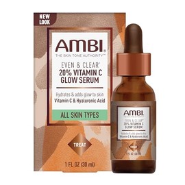 Ambi Even & Clear Vitamin C Infused Glow Serum for All Skin Types to help Cleanse Skin, Brighten Skin, Even Skin Tone, Extract, 1 Ounce