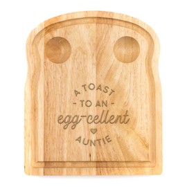 Breakfast Egg Board - "A Toast to an Egg-cellent" Birthday Gifts, Mum, Dad from Son Kids Daughter Baby - Unique Mothers Day Fathers Day Idea - Funny Engraved Pun Design Natural Wood (Auntie)