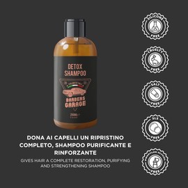 Barbers Garage - Detox Shampoo - Shampoo zur vollständigen Wiederherstellung - reinigend und stärkend - hinterlässt das Haar - Weichspüler für das Haar