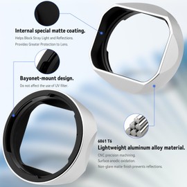 Haoge Square Metal Lens Hood for Voigtlander 35mm F2 35mm F1.5 28mm F2.0 Type I & II ULTRON Aspherical Vintage Line VM Mount Lens LH-VM13P-NS Silver Bayonet Design Replaces LH-12