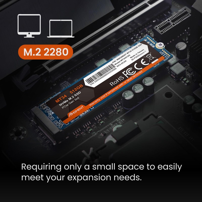 MMOMENT MT34 256GB NVMe M.2 2280 Internal SSD PCIe Gen3x4