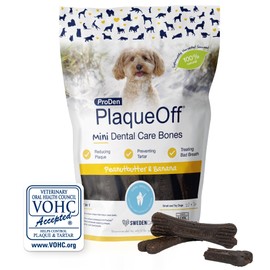 ProDen PlaqueOff ProDen PlaqueOff 20 Mini Dental Bones for Small and Toy Dogs Tartar, Plaque & Bad Breath Remover, Improves Overall Oral Health(Peanut Butter & Banana)