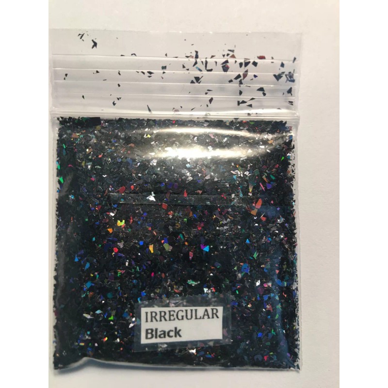 the glitters world Solvent Resistant IRREGULAR shape Glitter (Black) Nail