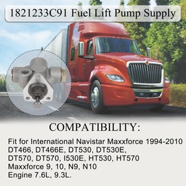 Coimoviol 1821233C91 Fuel Lift Pump Supply Compatible with International Navistar Maxxforce DT466 DT466E DT530 HT530 Engine 7.6L 9.3L, Replace# 1876108C92 HFP940 HFP946