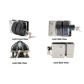 Stainless Steel 316 Self Closing Swimming Pool Glass Door Gate Latch Lock (Mirror Finish + Black Plastic, Door Lock with Key)