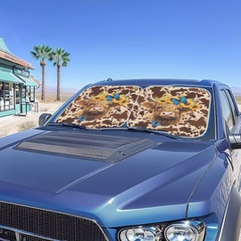 Qpednta Highland Cow 2 PCS Car Windshield Sun Shade Foldable Automotive Interior Accessories for Sun Protection Auto Sun Heat and UV Rays Blocker Fit Car Front Window for Trucks SUV Van