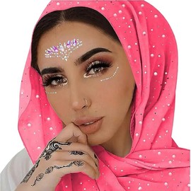 ANKOMINA Women Soft Chiffon Glitter Rhinestone Long Scarf Shawls Fashion Muslim Hijab Head Wrap Scarves
