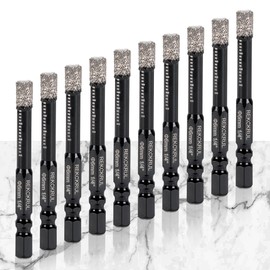 REKCKRUL 10-Pack 1/4 Inch Diamond Drill Bits Set, Diamond Hole Saw – 1/4 Hex Shank Core Drill Bits for Ceramic, Tile, Glass, Granite, Marble, Brick & Stone, 6mm
