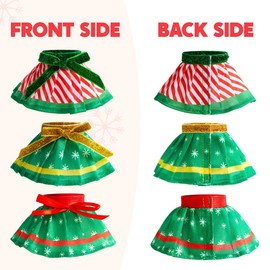 JOYIN 6PCS Christmas Clothing for Doll Dance Skirt Set with 3 Designs, Green Santa Dresses Clothes for Doll Dress up Costume Accessories, Xmas Holiday Decorations Gifts