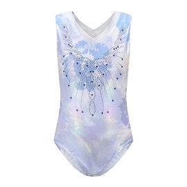 Cucudy Gymnastics Leotards for Girls Dancewear - Sleeveless Gradient Color Diamond Leotard Dancing Ballet Gymnastics Athletic Leotard Gift for 5-12 Years Girls