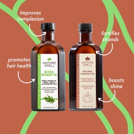 Nature Spell Hair Growth Duo with Rosemary & Pumpkin Oils, Pre-Diluted Oil Set to Strengthen Hair and Nourish the Scalp, For All Hair Types, Vegan, Pack of 2, 150ml Each