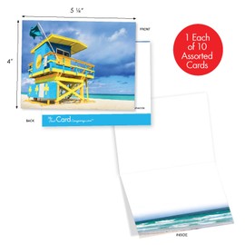 The Best Card Company - 10 All Occasion Blank Cards (4 x 5.12 Inch) - Nautical, Ocean, Sea Life Assortment of Notecards - Life Savers M4946OCB-B1x10 Life Savers M4946OCB-B1x10