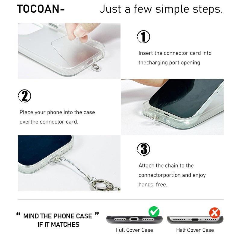 Tocoan Phone Charm Wrist Strap with Tether Tab, Detachable Anti-Theft,Charms