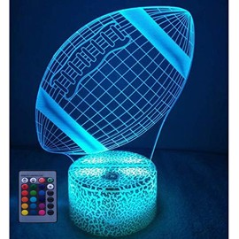 Creative 3D Rugby Night Light USB Power Remote Control Touch Switch Decor Table Optical Illusion Lamps 7/16 Color Changing LED Table Lamp Xmas Home Love Brithday Children Kids Decor Toy Gift