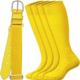 ROLVNHTV Youth Baseball Aocks and Belt Combo Set Softball Belt with Softball Sock Elastic Waist Belt for Gril and Boy…, Red, Yellow, Youth