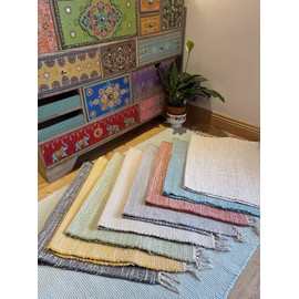 Second Nature Online Hush Small Hand Woven Soft Cotton Rug - GoodWeave Certified - 60 x 90 cm