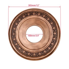 Woogim 2PCS 12" Red Copper Lighting Ceiling Medallions PU Round Ceiling Fan Light Covers Decorative Ceiling Fan Medallion for Fans Chandeliers
