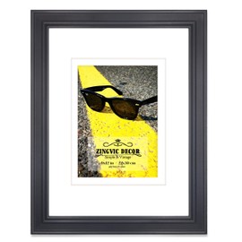 ZingVic 9x12 Inch Wooden Picture Frame, Display Photo 5x7 or 6x8 With Mat, 9 by 12 Without Mat, With Real Glass Front - European Style - Table Desk Top or Wall Hanging (Black)