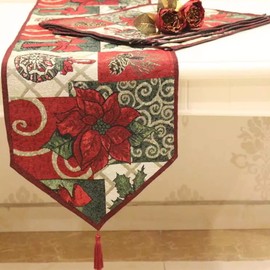 Forhomelife Christmas Table Runner, Red, Nordic Table Center, Fashionable, Party, 13.0 x 70.9 inches (33 x 180 cm)