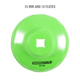 OEMTOOLS 87145 74 mm 15 Flute Oil Filter Wrench, Economy Oil Filter Cap Wrench, Oil Cap Filter Wrench Prevents Slippage and Stripping, Oil Change Tools